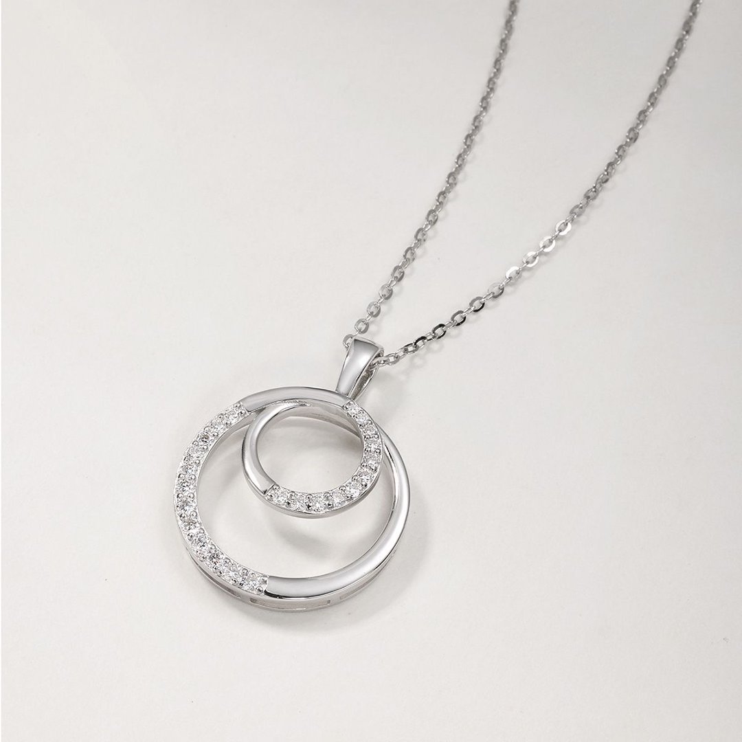 Moissanite Double Circle Swirl Pendant Necklace – 0.36ct DEW - Image 3