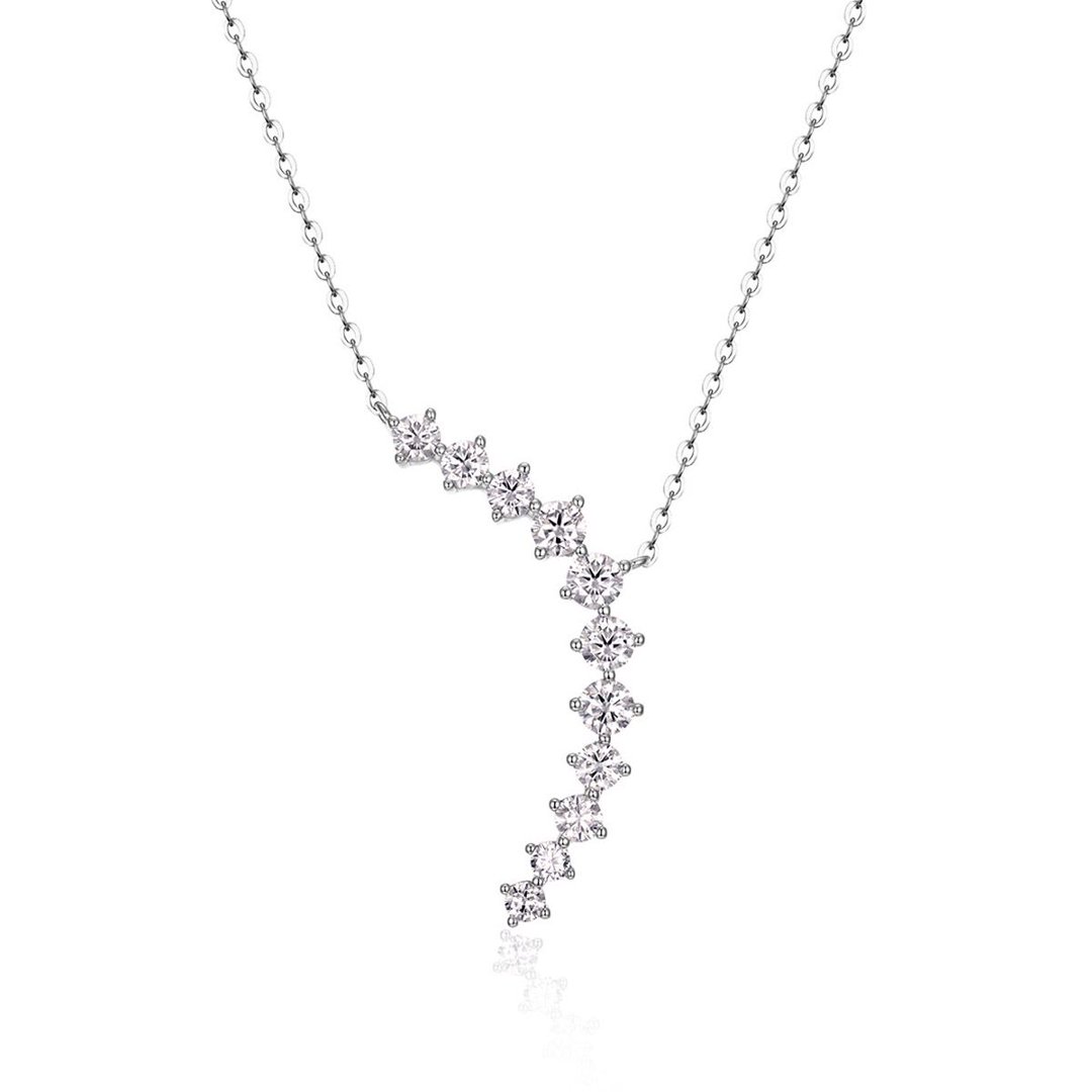 Round Moissanite Y Necklace – 1.25ct DEW Graduated Drop