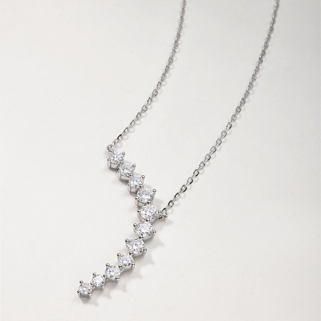 Round Moissanite Y Necklace – 1.25ct DEW Graduated Drop - alternate view