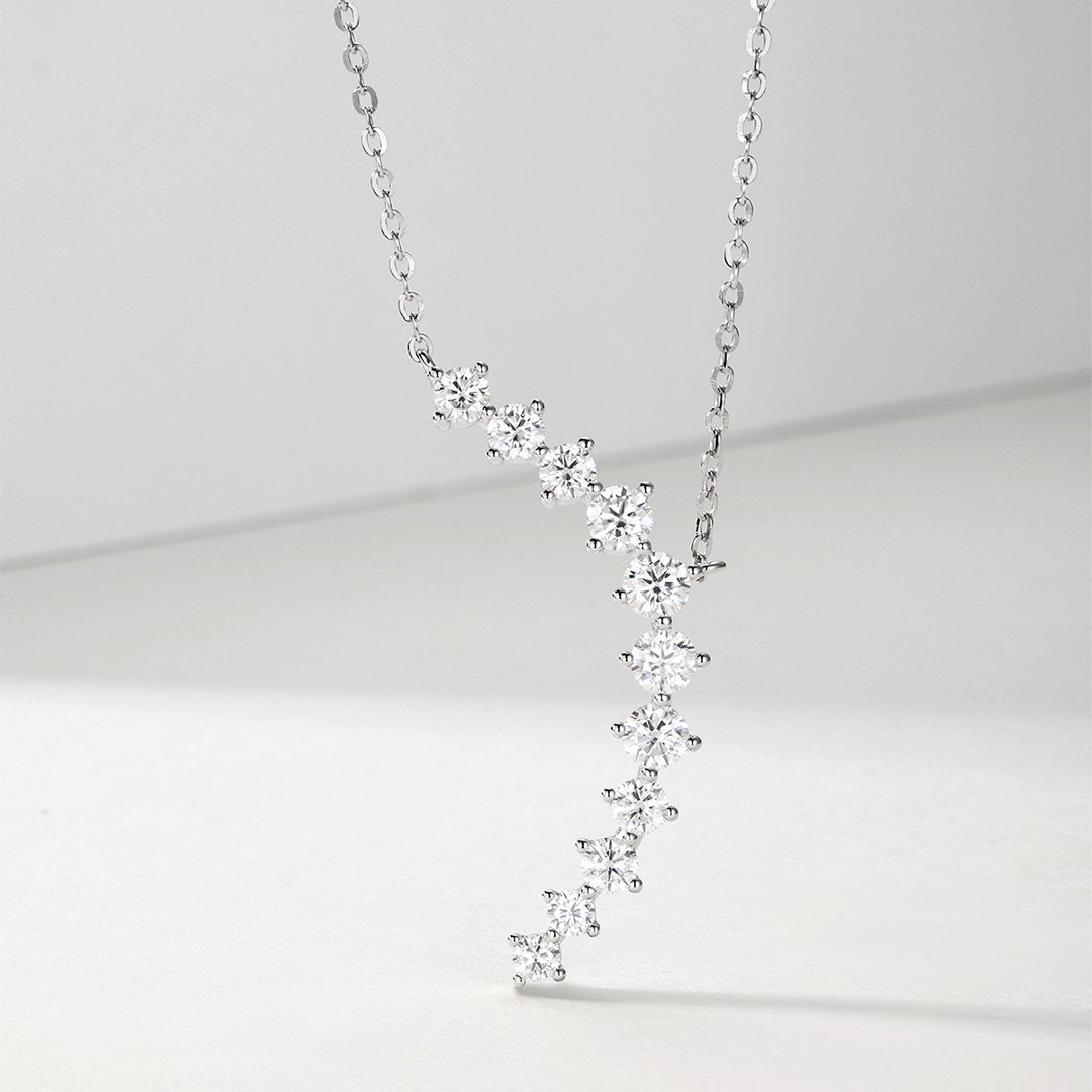 Round Moissanite Y Necklace – 1.25ct DEW Graduated Drop - Image 3