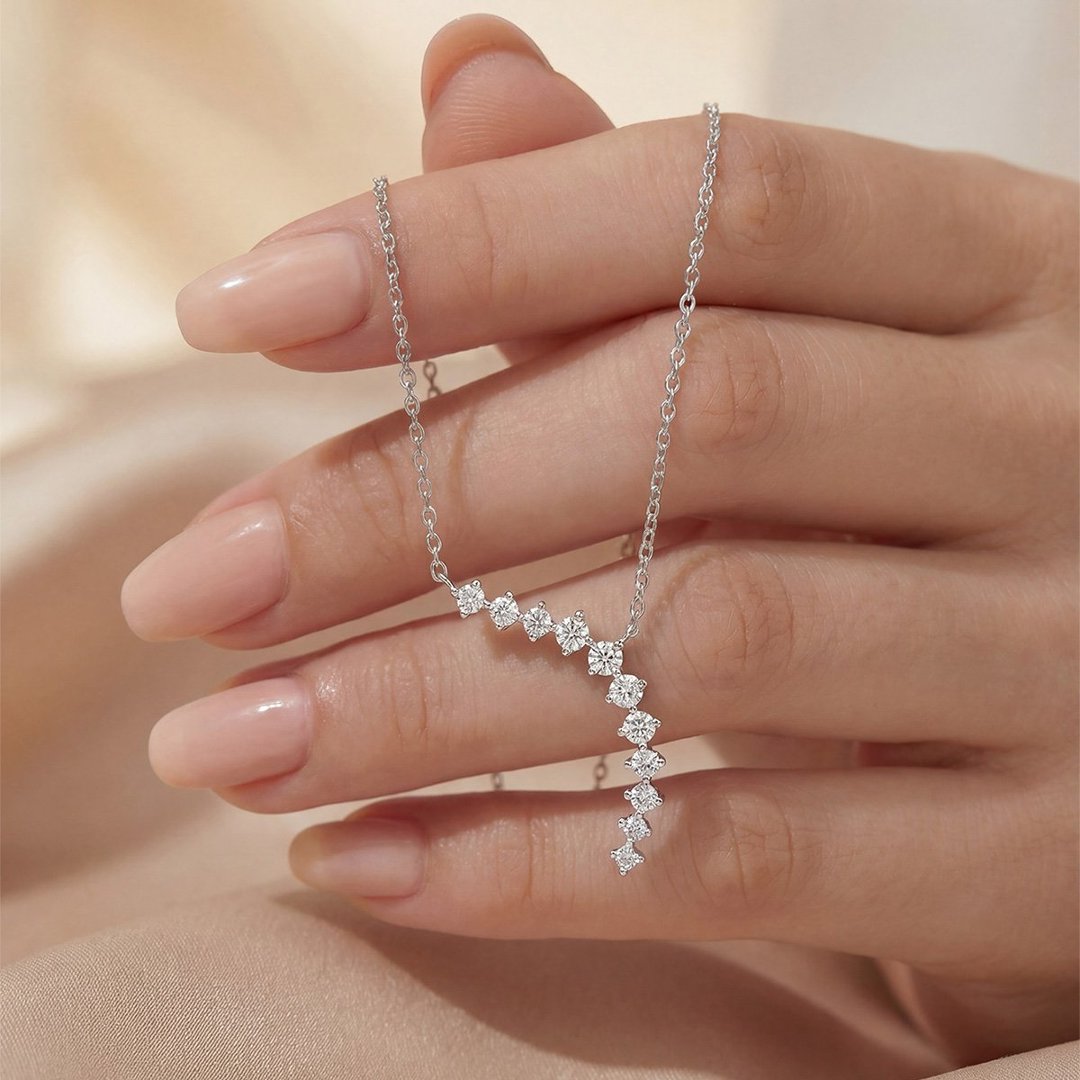 Round Moissanite Y Necklace – 1.25ct DEW Graduated Drop - Image 4