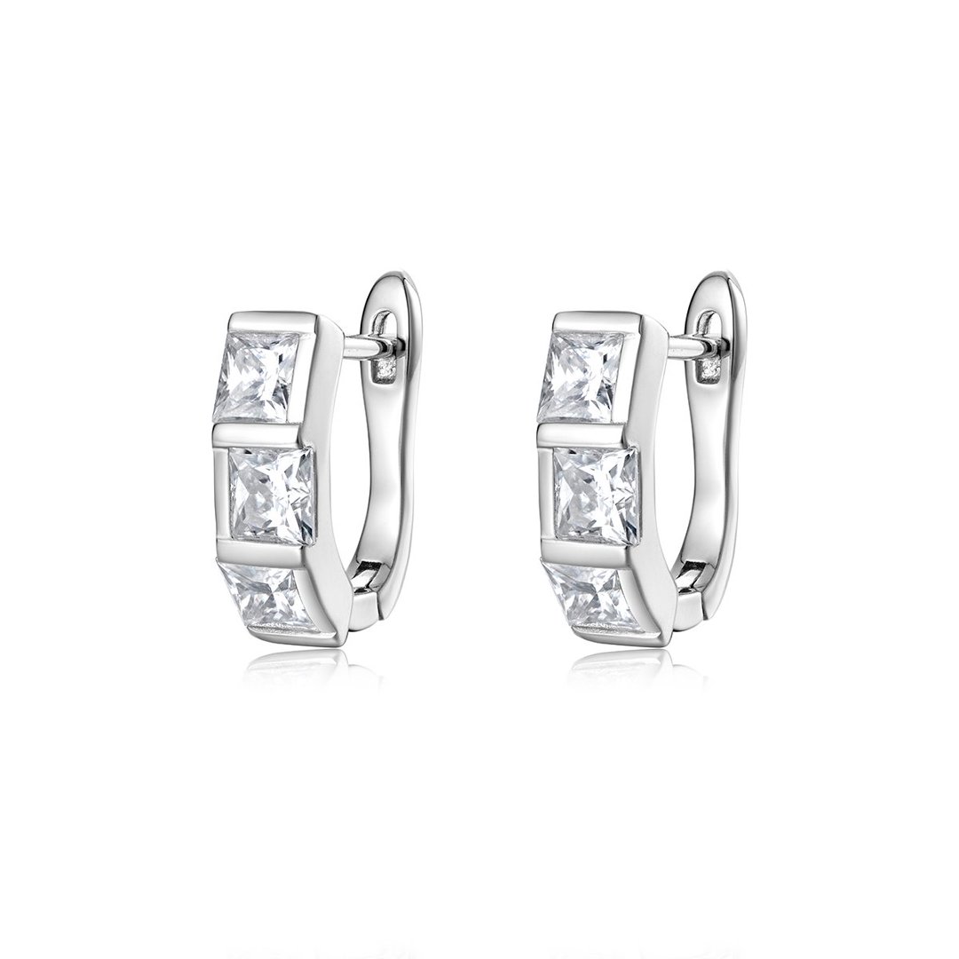 Princess-Cut Moissanite Bar-Set Hoop Earrings – 1.2ct DEW Each