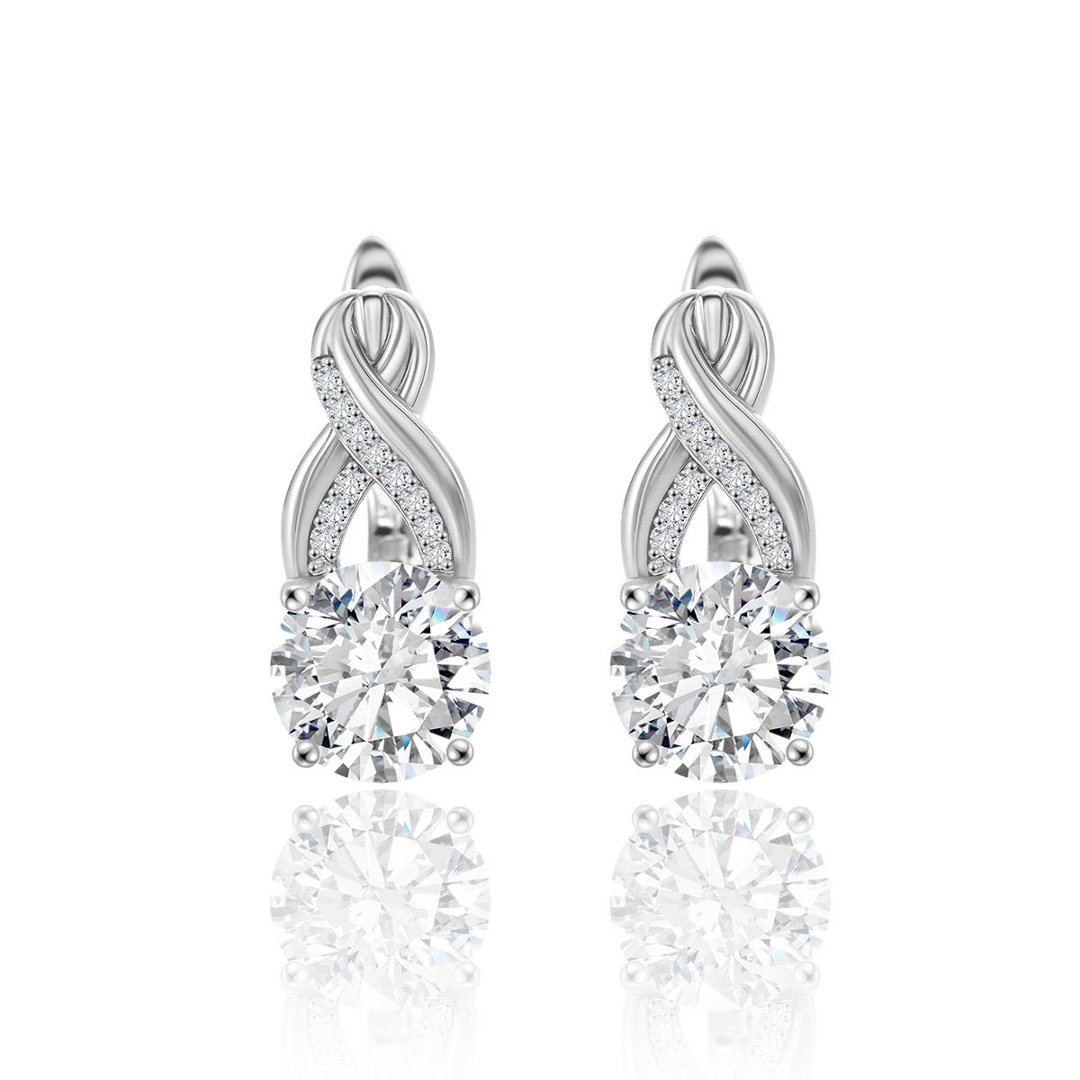 Round Moissanite Crossover Drop Earrings – 2ct DEW Each