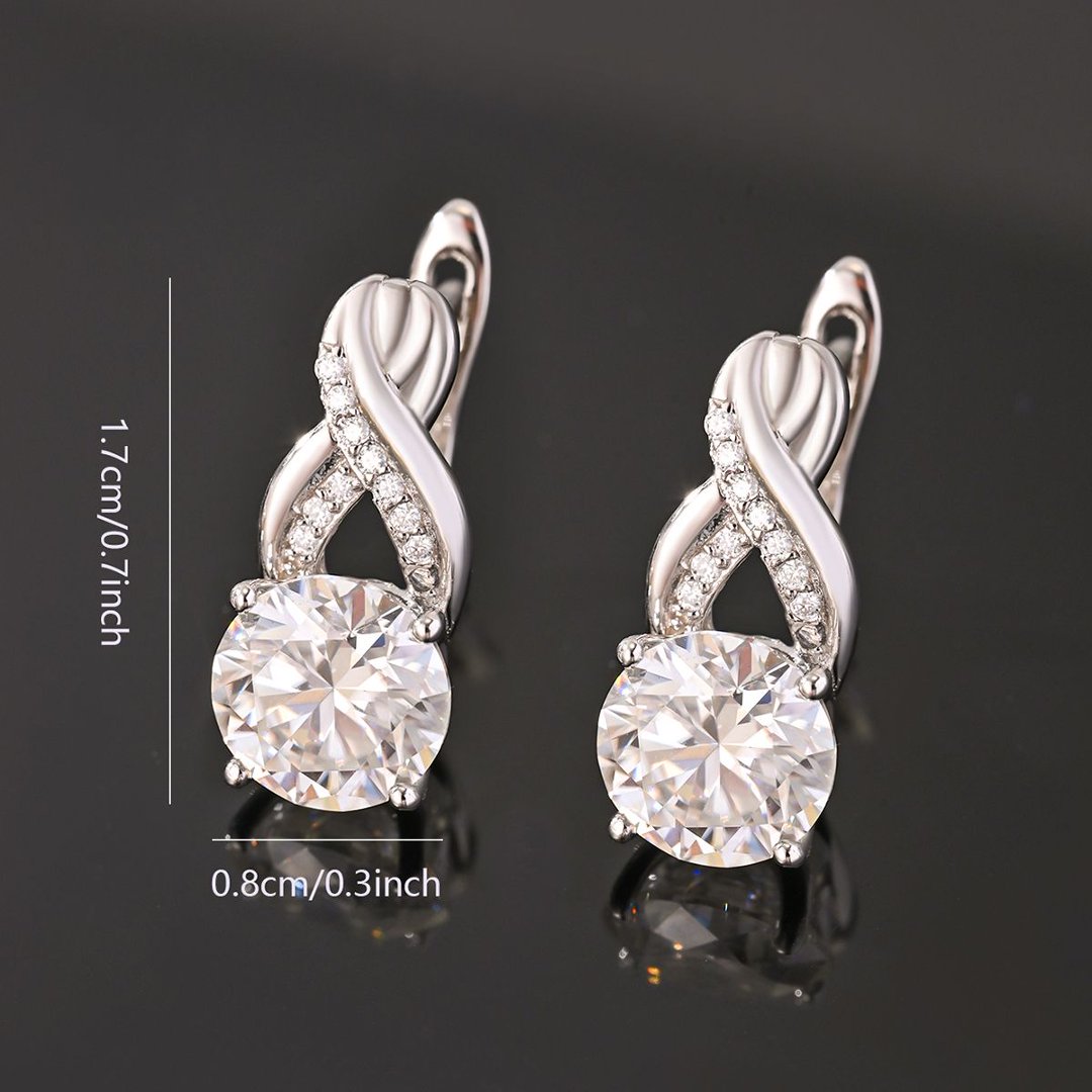 Round Moissanite Crossover Drop Earrings – 2ct DEW Each - Image 4