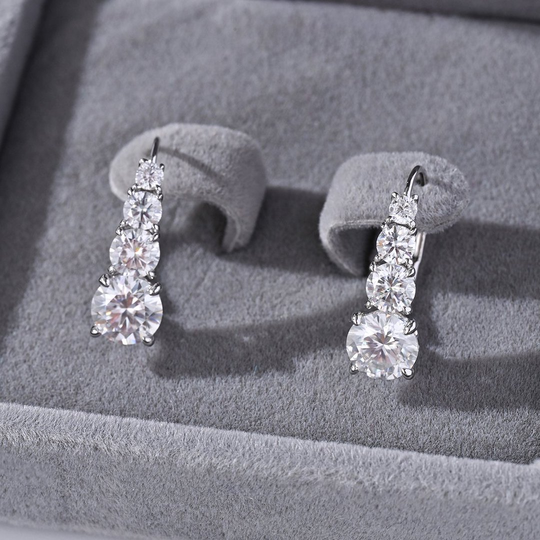 Graduated Moissanite Lever-Back Earrings – 1.66ct DEW Each - alternate view