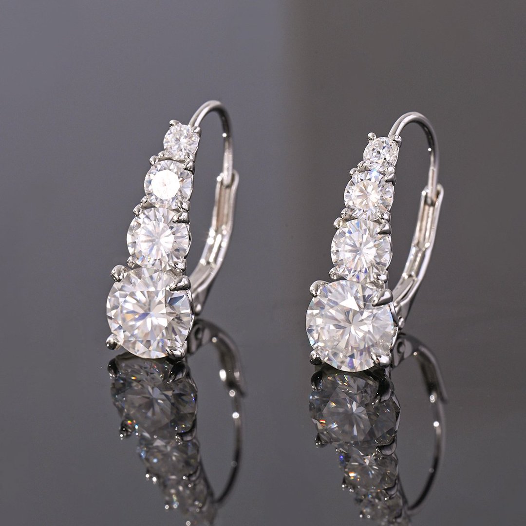 Graduated Moissanite Lever-Back Earrings – 1.66ct DEW Each - Image 3