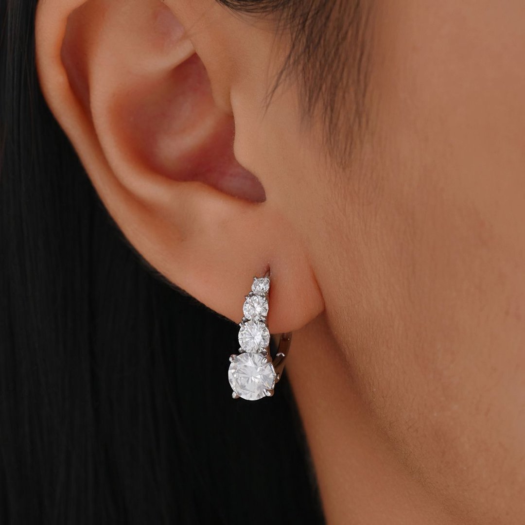 Graduated Moissanite Lever-Back Earrings – 1.66ct DEW Each - Image 4