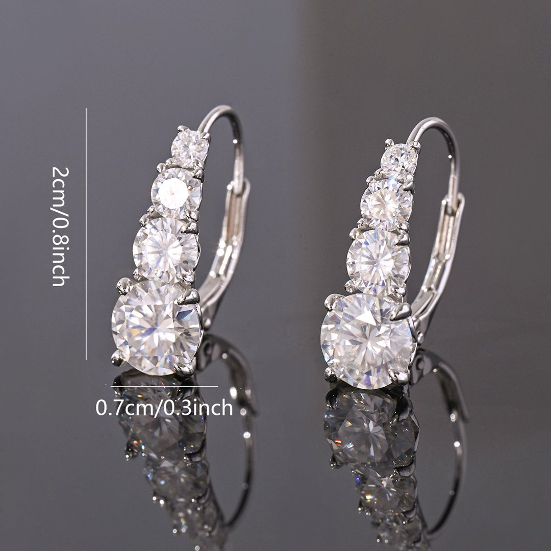 Graduated Moissanite Lever-Back Earrings – 1.66ct DEW Each - Image 5