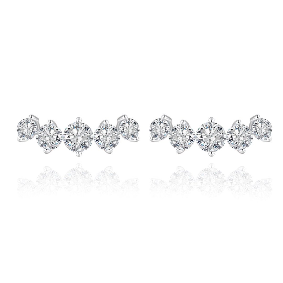 Curved Moissanite Bar Stud Earrings – 0.52ct DEW Each