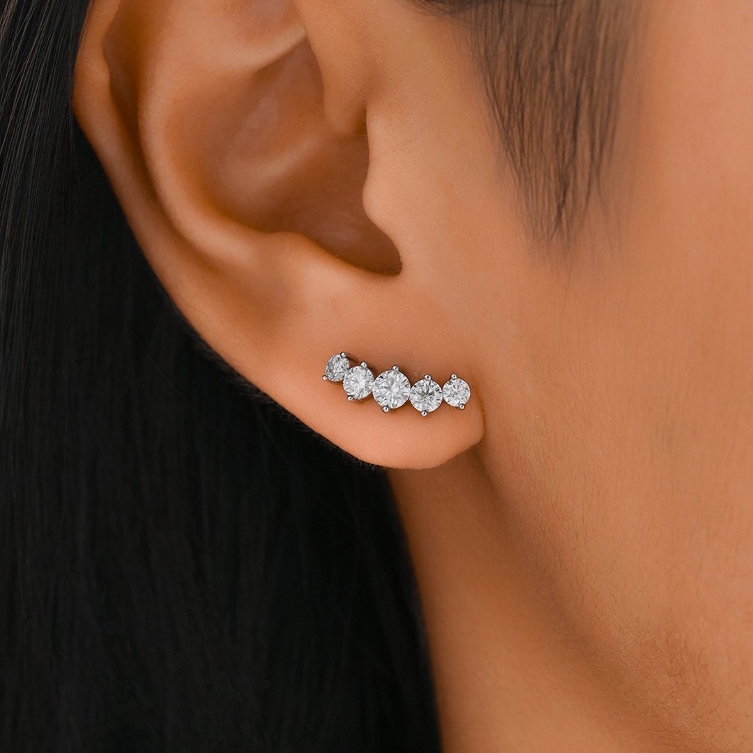 Curved Moissanite Bar Stud Earrings – 0.52ct DEW Each - Image 3
