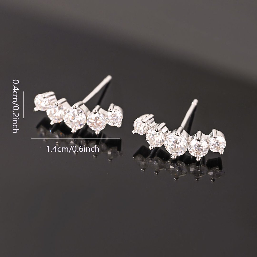 Curved Moissanite Bar Stud Earrings – 0.52ct DEW Each - Image 4