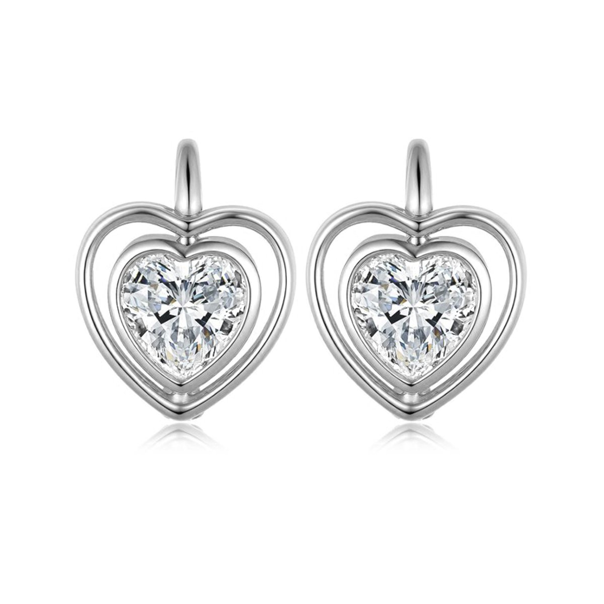 Heart Moissanite Double Heart Earrings – 1.2ct DEW Each