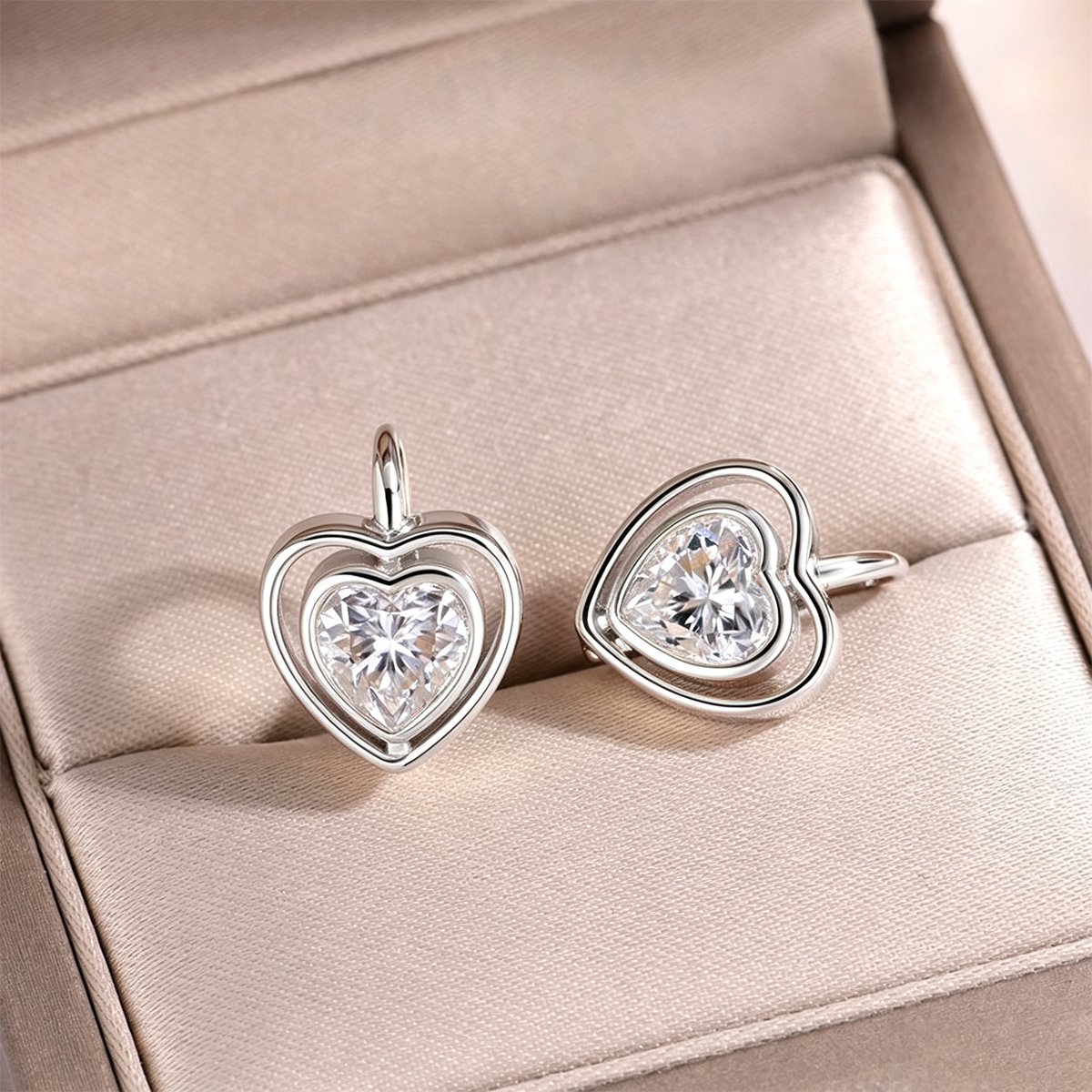 Heart Moissanite Double Heart Earrings – 1.2ct DEW Each - Image 3