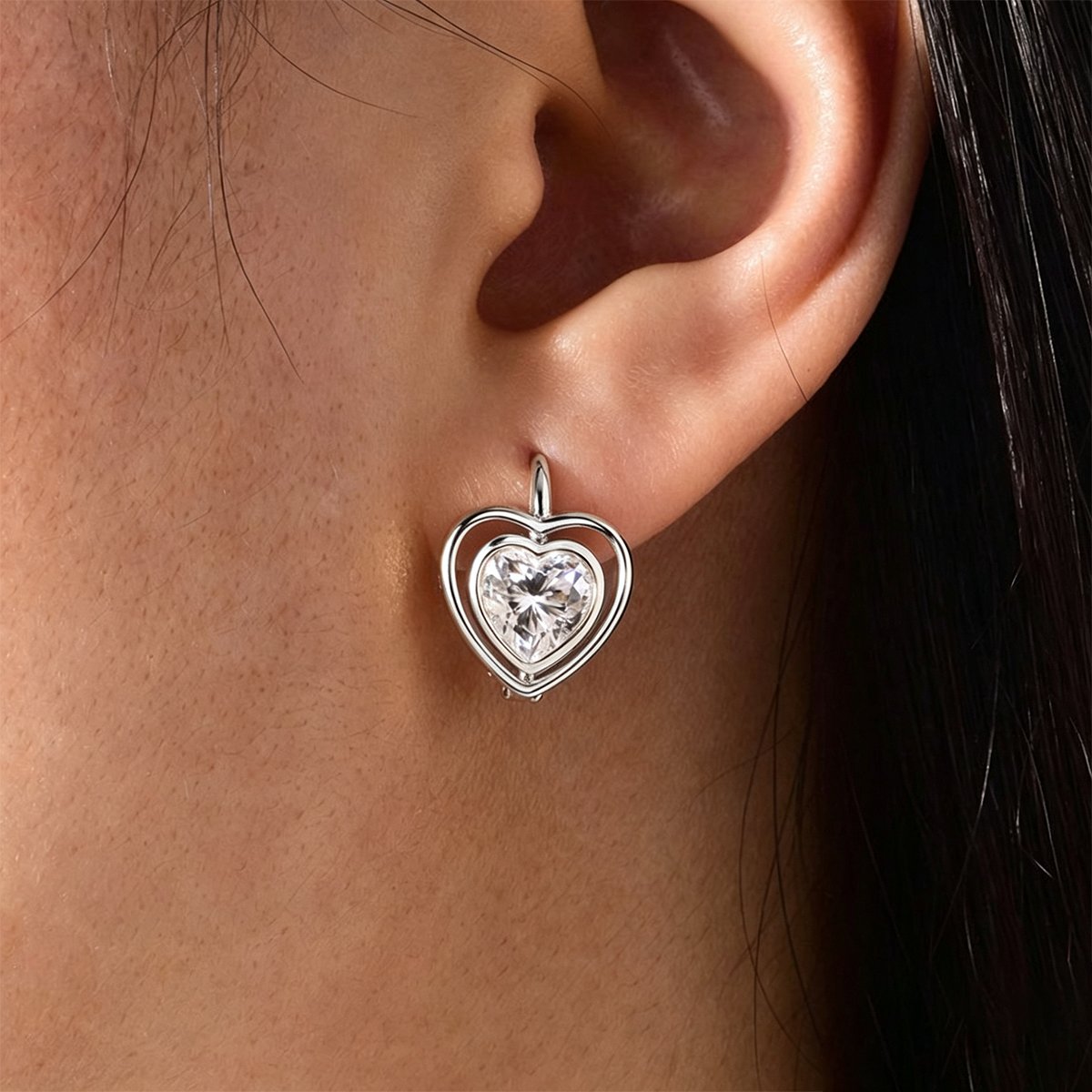 Heart Moissanite Double Heart Earrings – 1.2ct DEW Each - Image 4