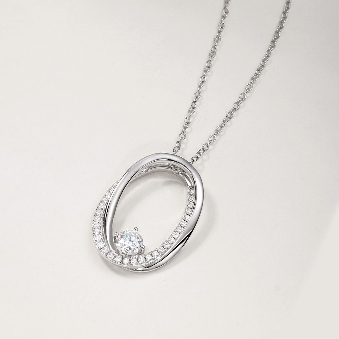 Round Moissanite Double Oval Pendant Necklace – 0.84ct DEW - Image 5