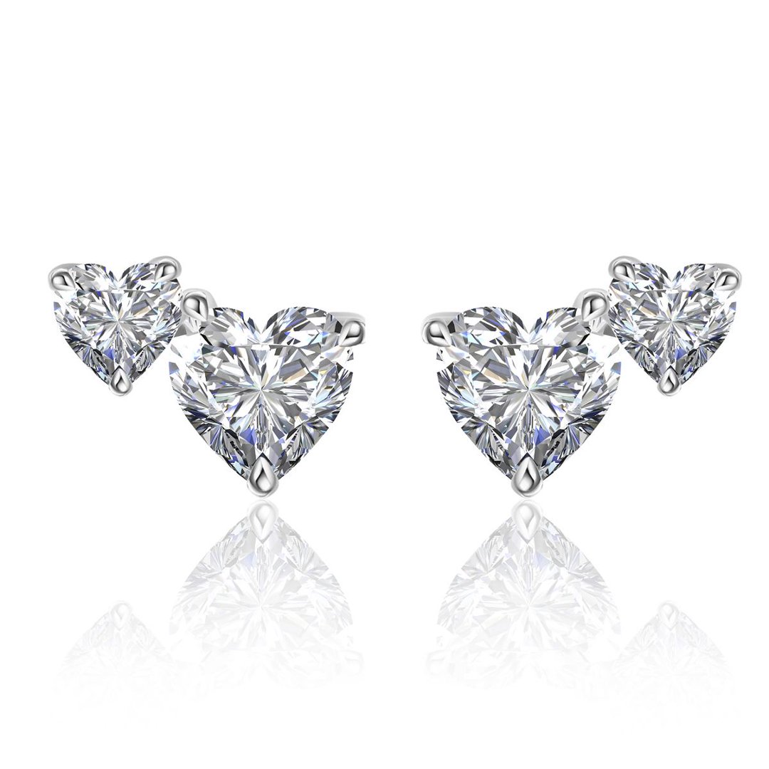 Double Heart Moissanite Stud Earrings – 1.4ct DEW Each
