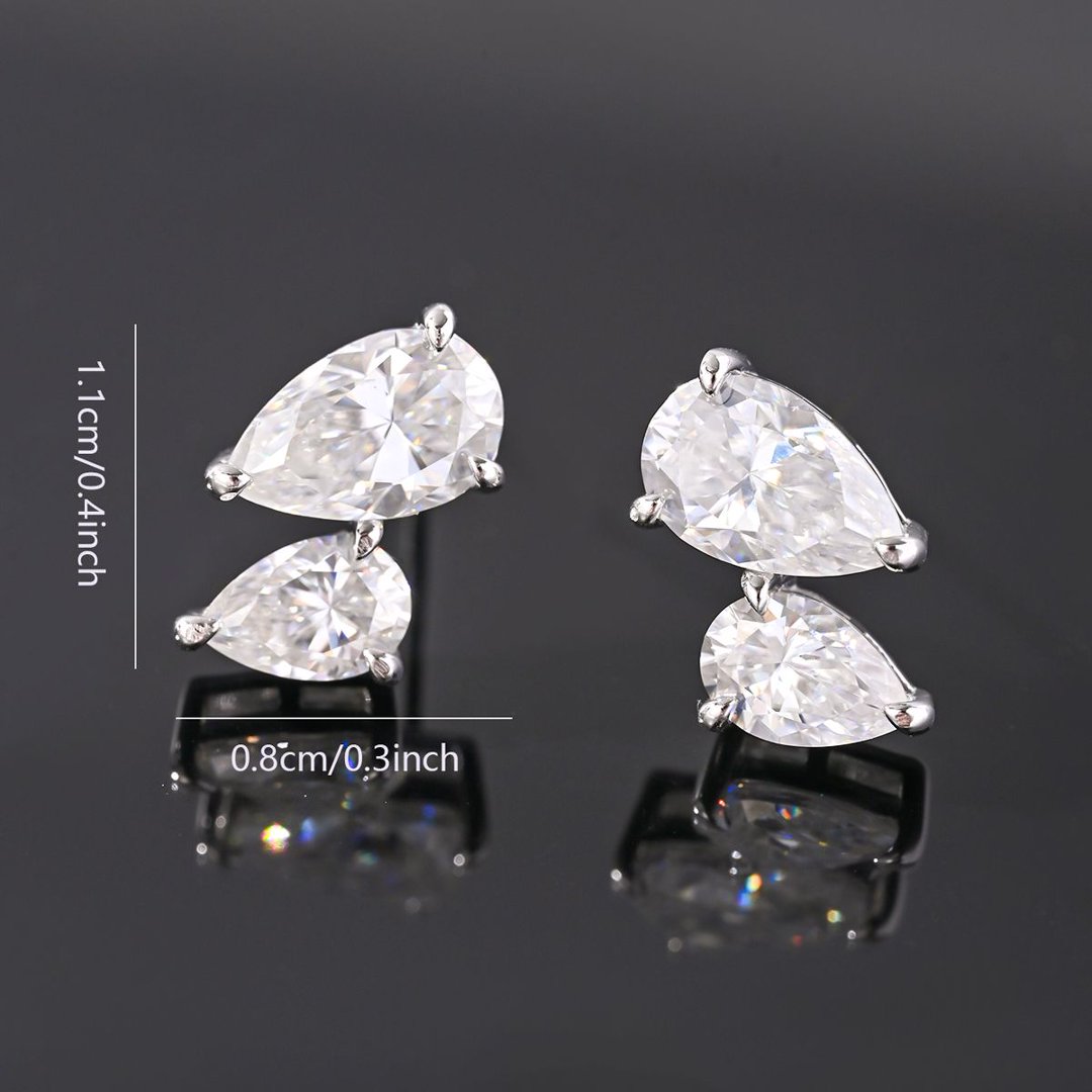 Pear Moissanite Double Stud Earrings – 1.5ct DEW Each - Image 4