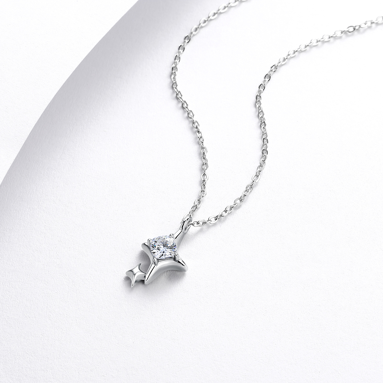 Round Moissanite Four-Point Star Necklace – 0.16ct DEW - Image 3