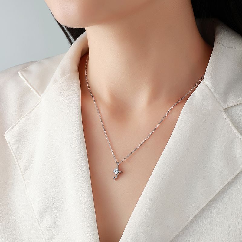 Round Moissanite Four-Point Star Necklace – 0.16ct DEW - Image 4