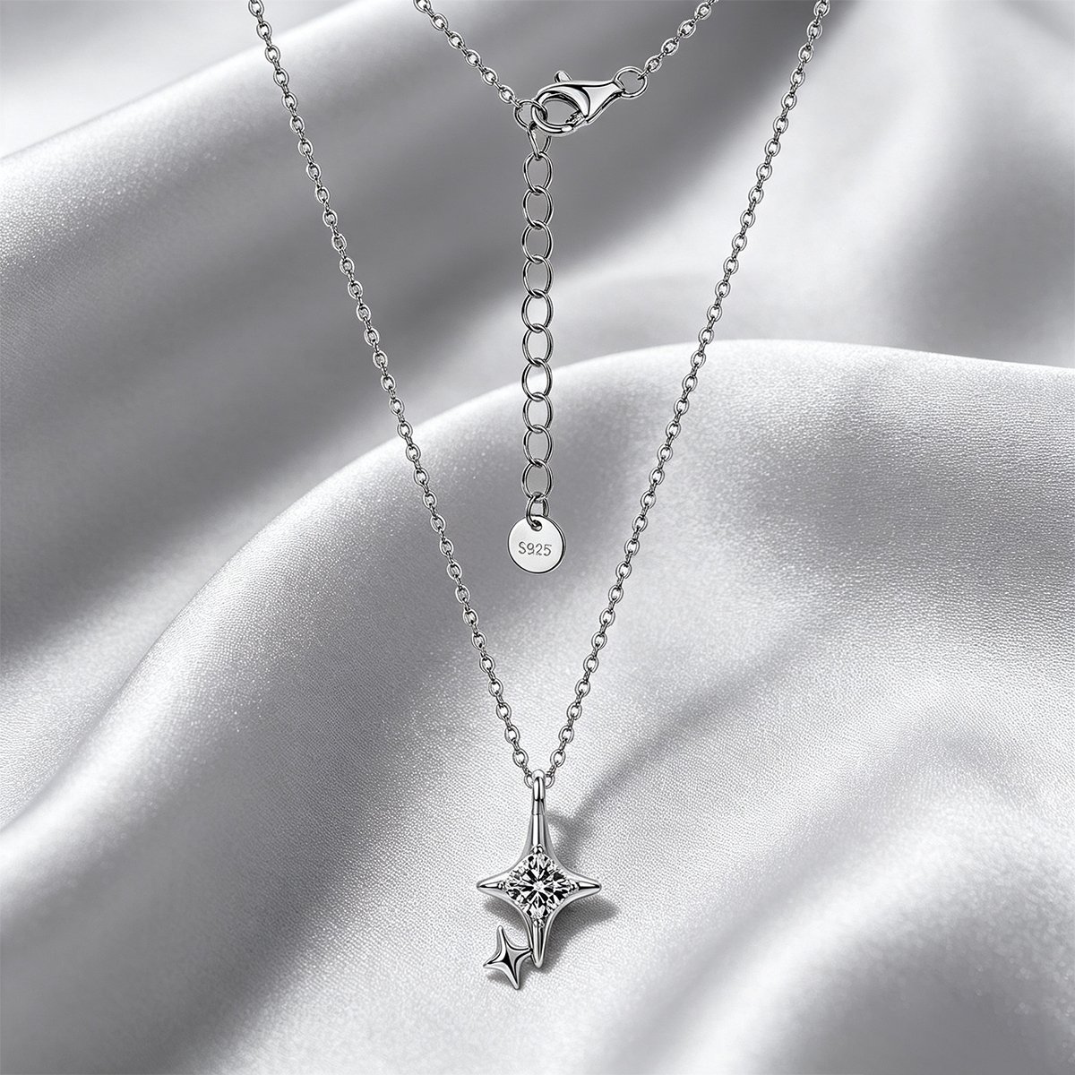 Round Moissanite Four-Point Star Necklace – 0.16ct DEW - Image 5