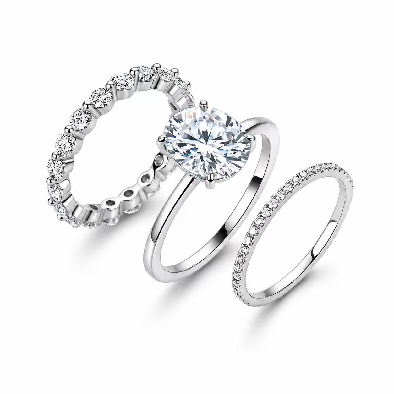 Oval Moissanite Three-Ring Bridal Set – 2.5ct or 5ct DEW