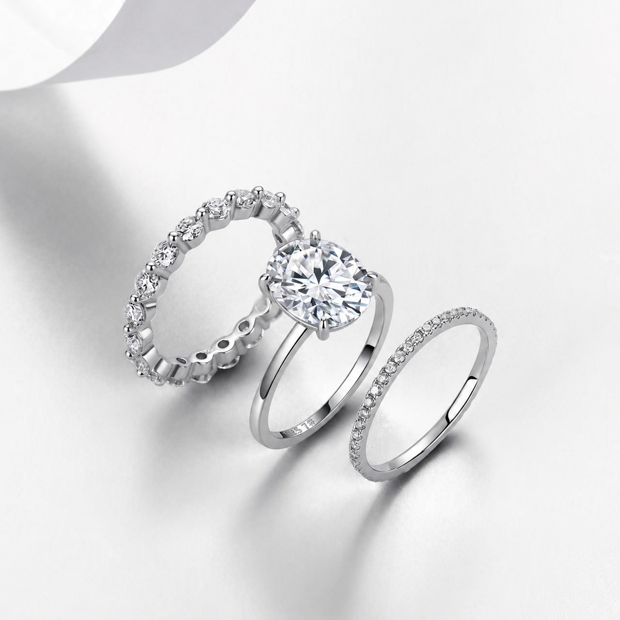 Oval Moissanite Three-Ring Bridal Set – 2.5ct or 5ct DEW - Image 3