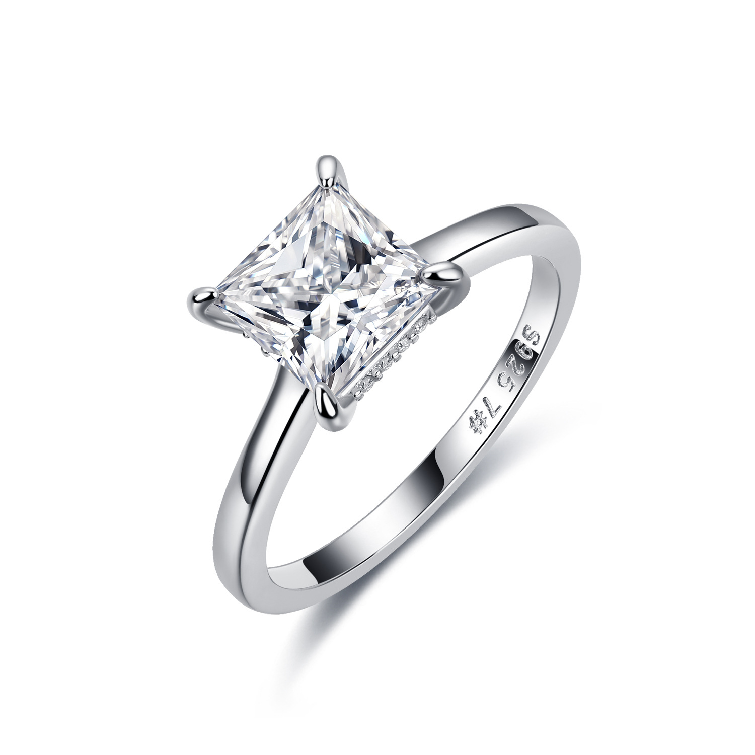 Princess Moissanite Hidden Halo Ring – 3.1ct DEW (8mm)