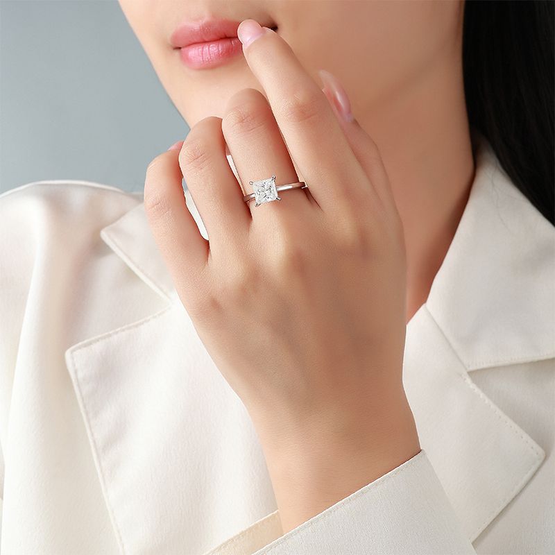 Princess Moissanite Hidden Halo Ring – 3.1ct DEW (8mm) - Image 3