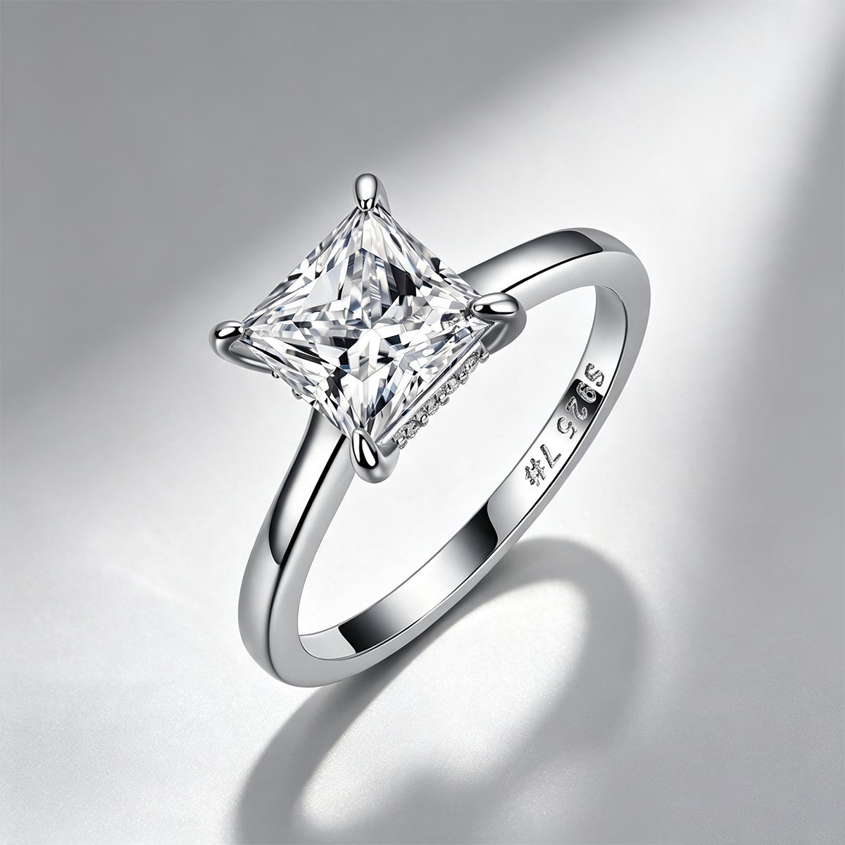 Princess Moissanite Hidden Halo Ring – 3.1ct DEW (8mm) - Image 4