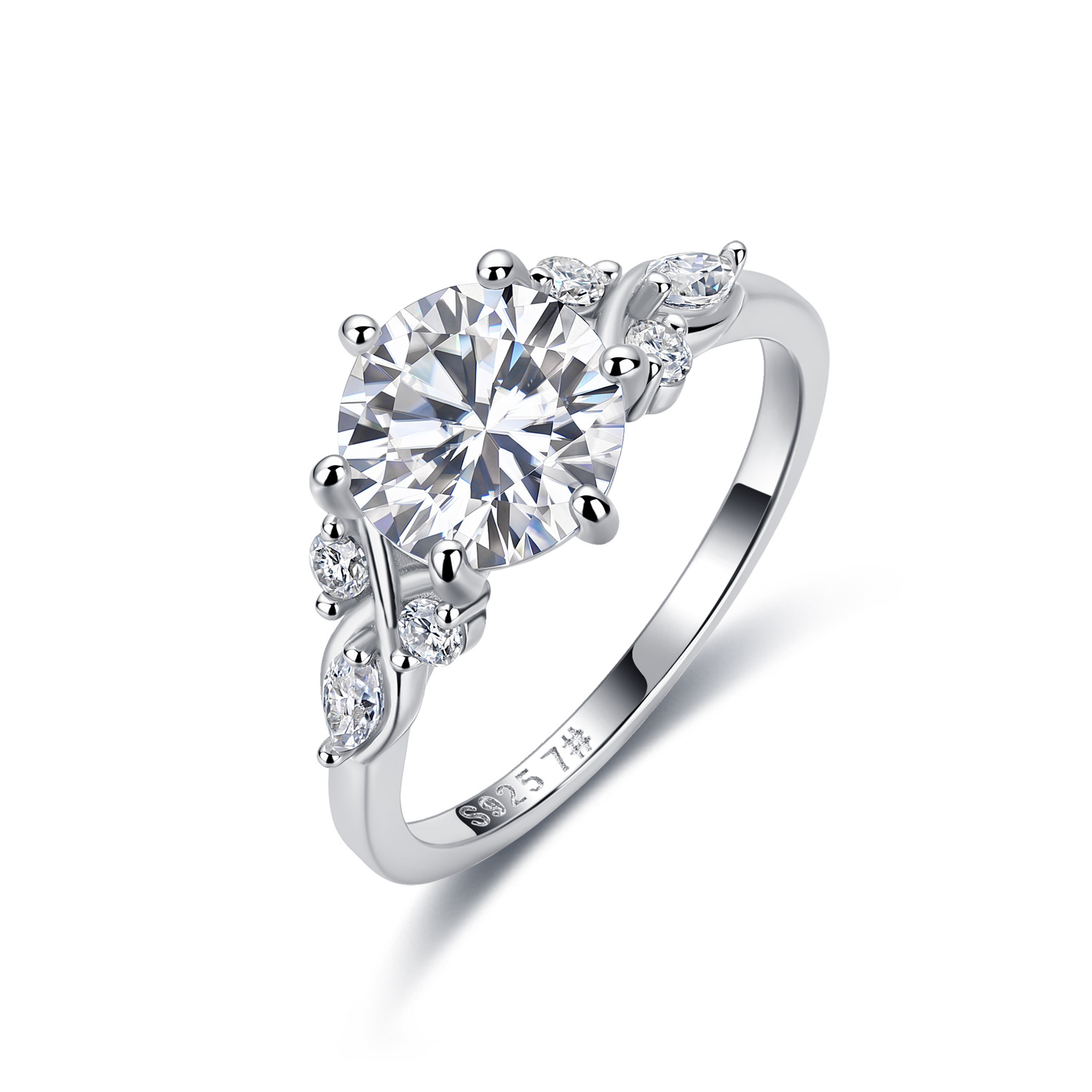 Round Moissanite Vine Engagement Ring – 2.3ct DEW (8mm)