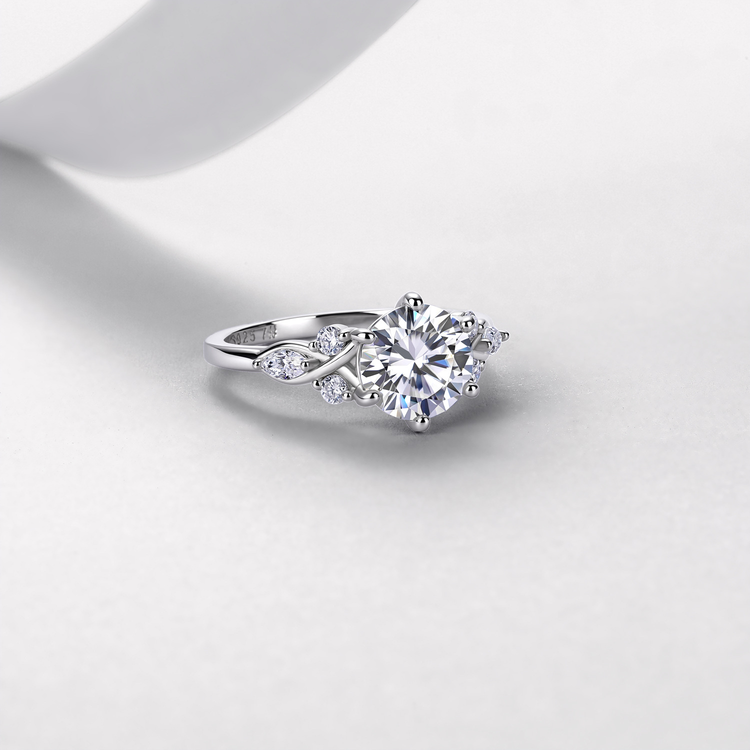 Round Moissanite Vine Engagement Ring – 2.3ct DEW (8mm) - alternate view