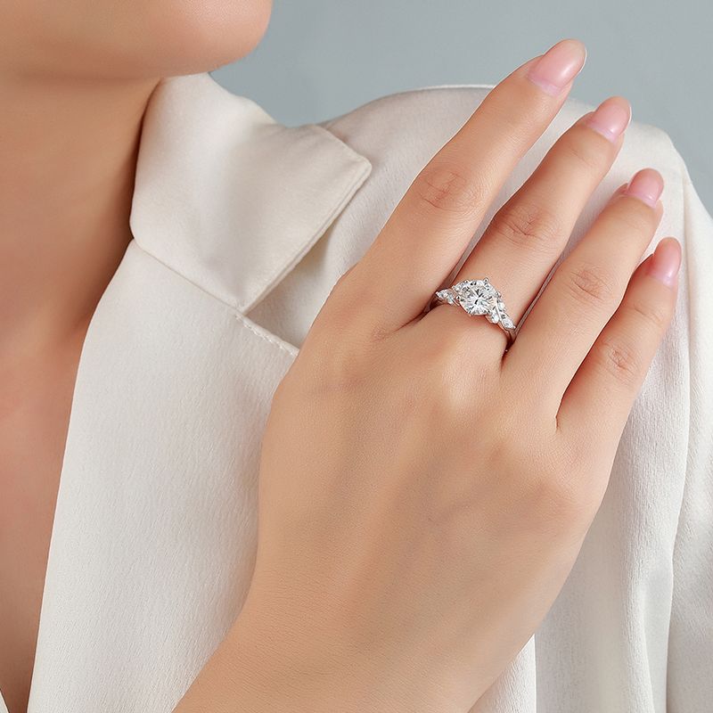 Round Moissanite Vine Engagement Ring – 2.3ct DEW (8mm) - Image 3