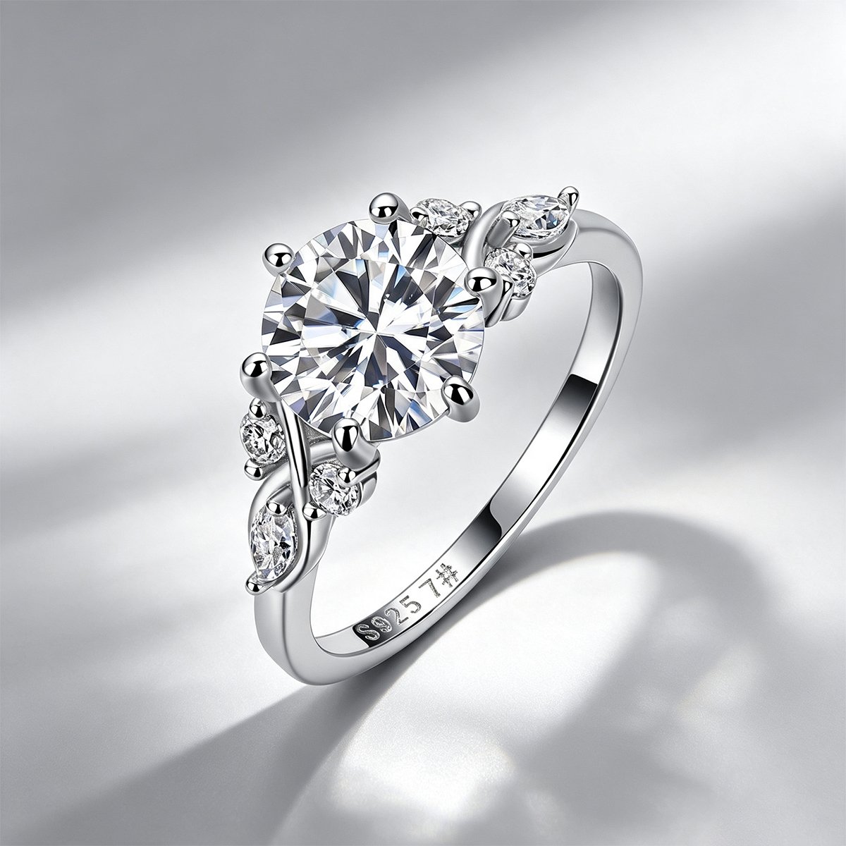 Round Moissanite Vine Engagement Ring – 2.3ct DEW (8mm) - Image 4