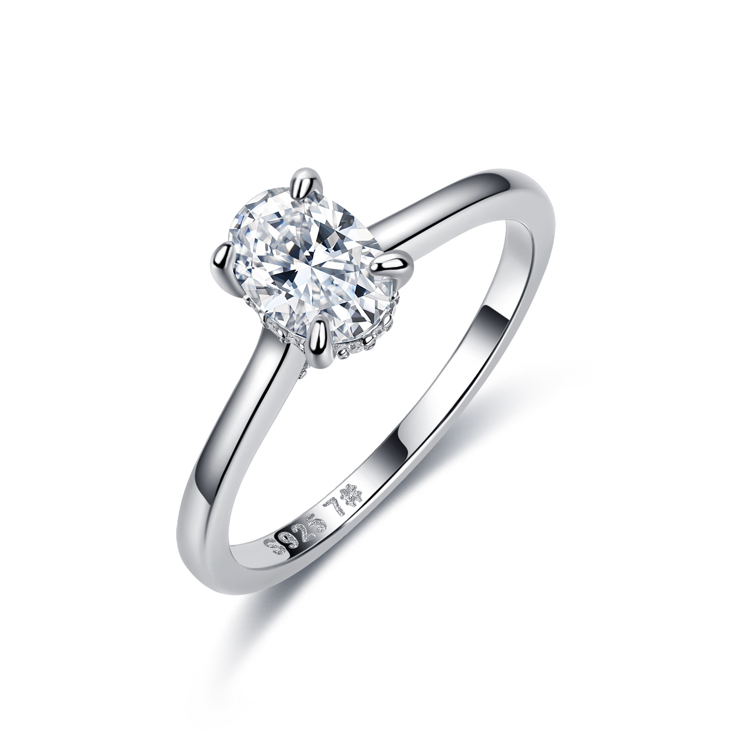 Oval Moissanite Hidden Halo Solitaire Ring – 2.6ct DEW