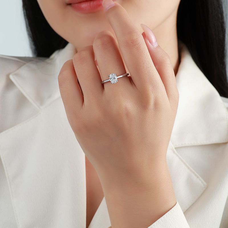 Oval Moissanite Hidden Halo Solitaire Ring – 2.6ct DEW - Image 3