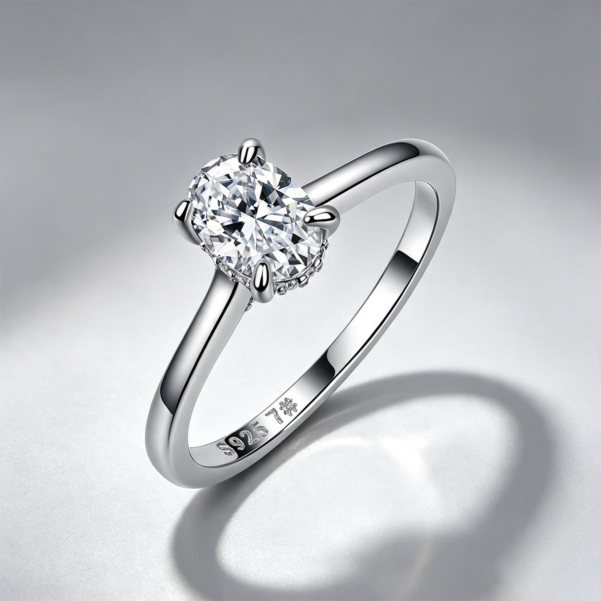 Oval Moissanite Hidden Halo Solitaire Ring – 2.6ct DEW - Image 4