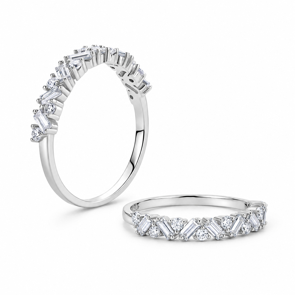 Baguette & Round Moissanite Scatter Band – 0.5ct DEW