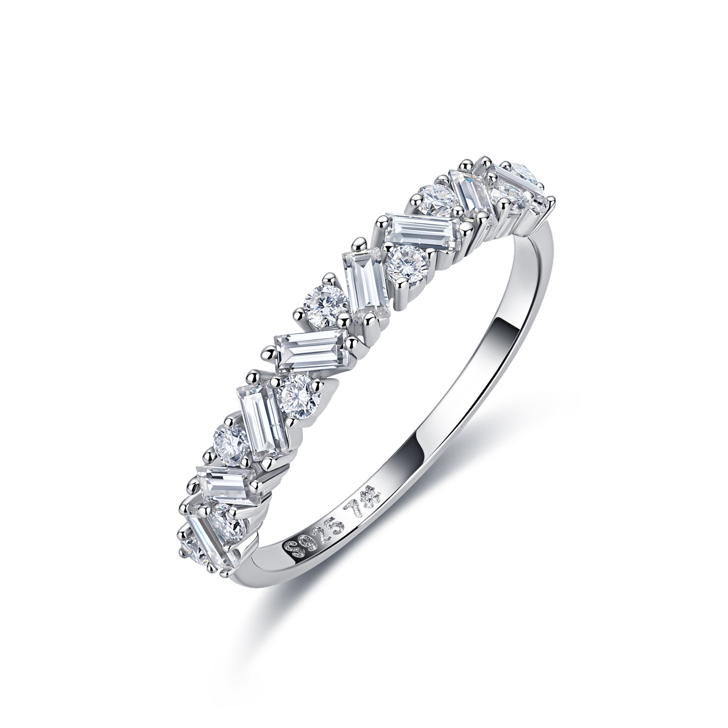 Baguette & Round Moissanite Scatter Band – 0.5ct DEW - alternate view