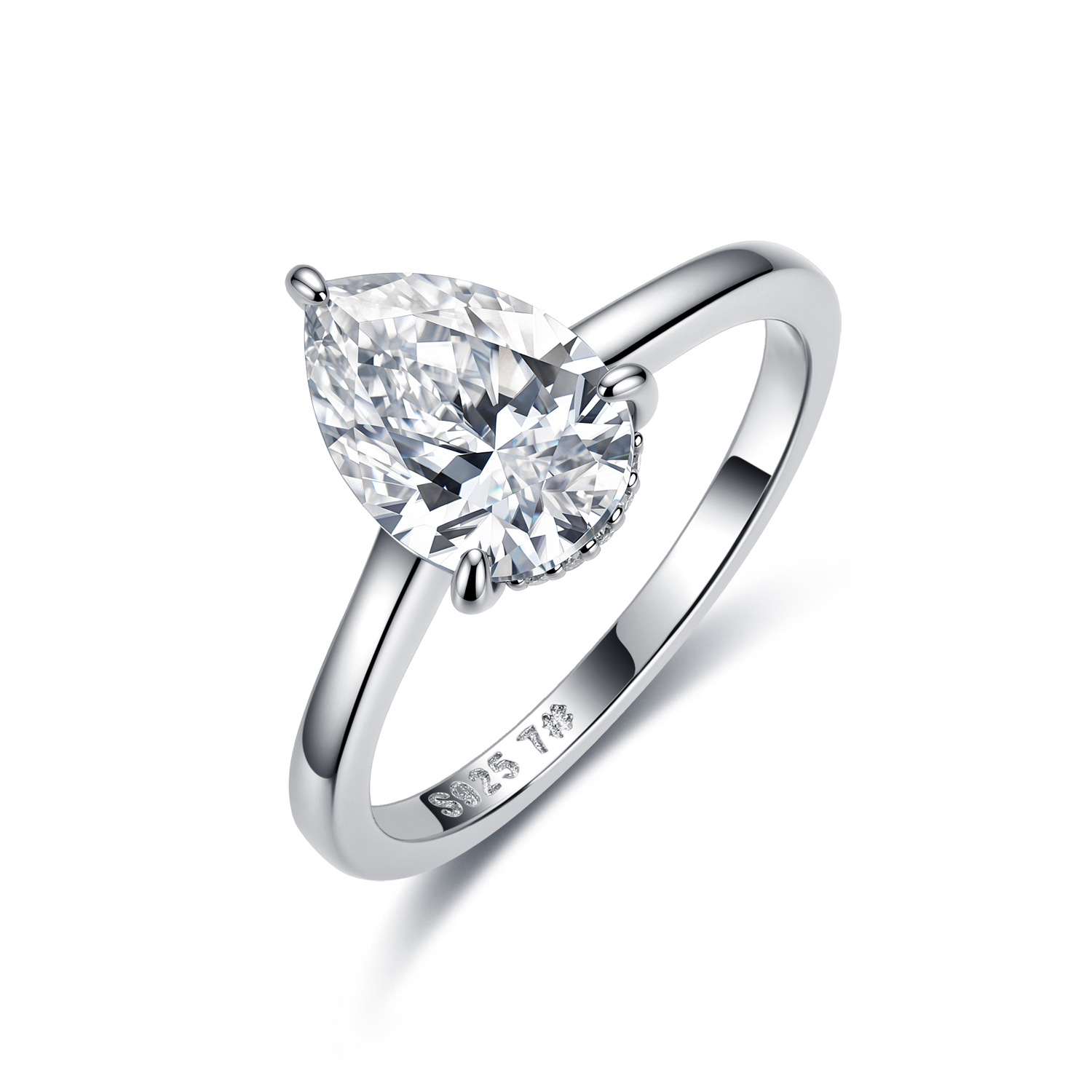 Pear Moissanite Hidden Halo Engagement Ring – 3.1ct DEW