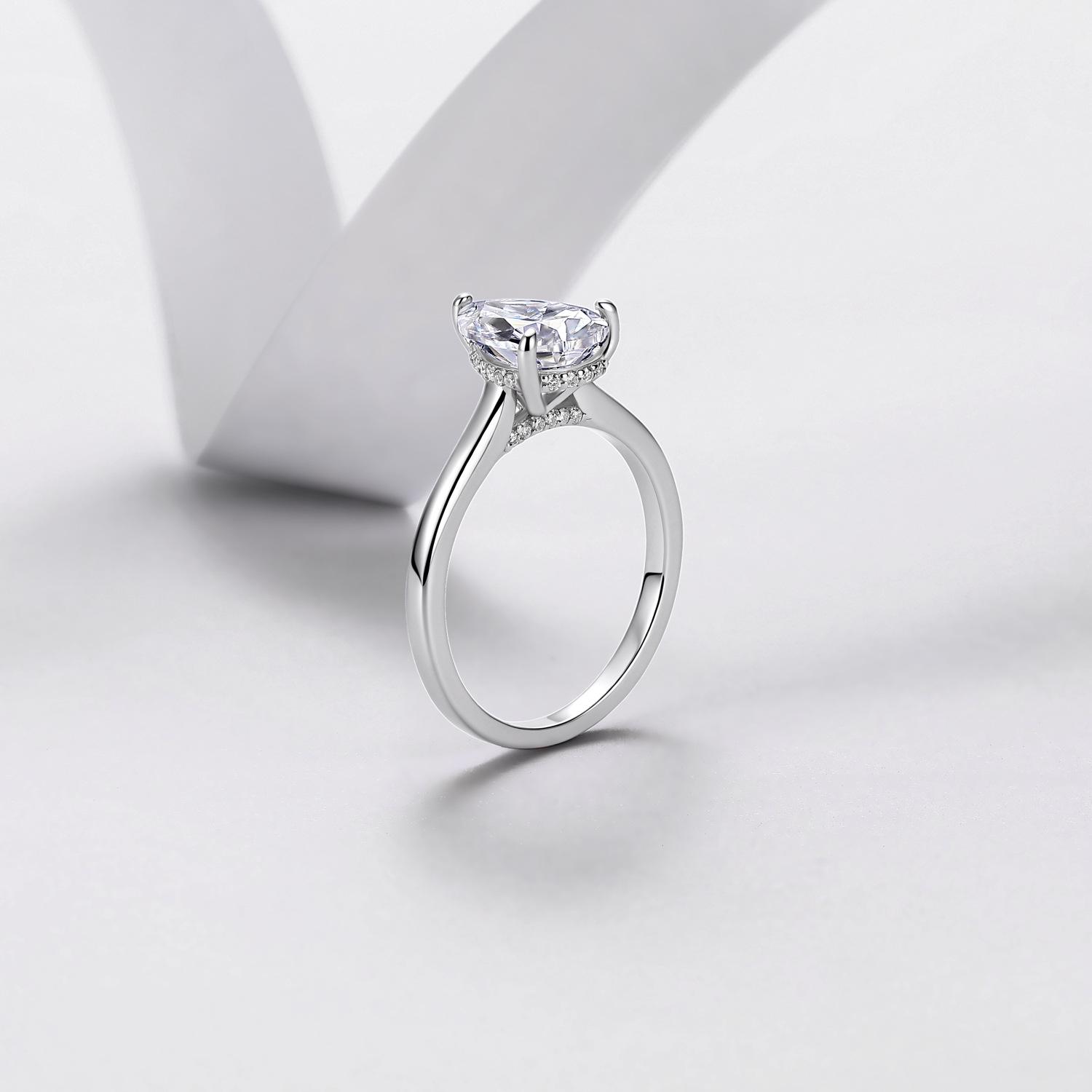 Pear Moissanite Hidden Halo Engagement Ring – 3.1ct DEW - alternate view
