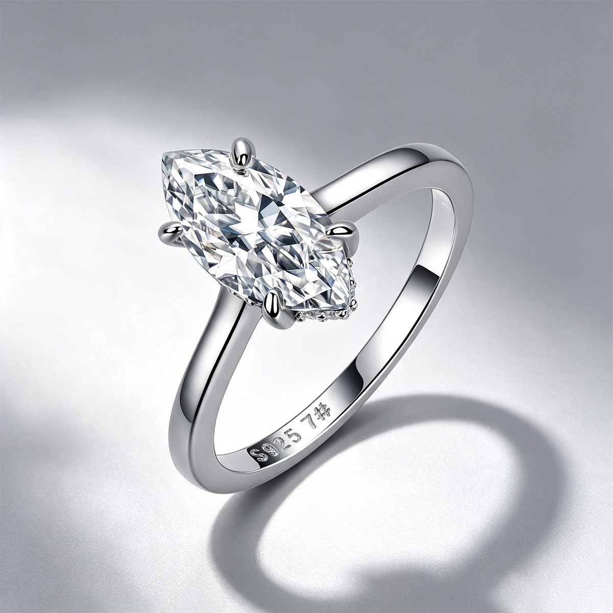 Marquise Moissanite Hidden Halo Ring – 3.15ct DEW - Image 3