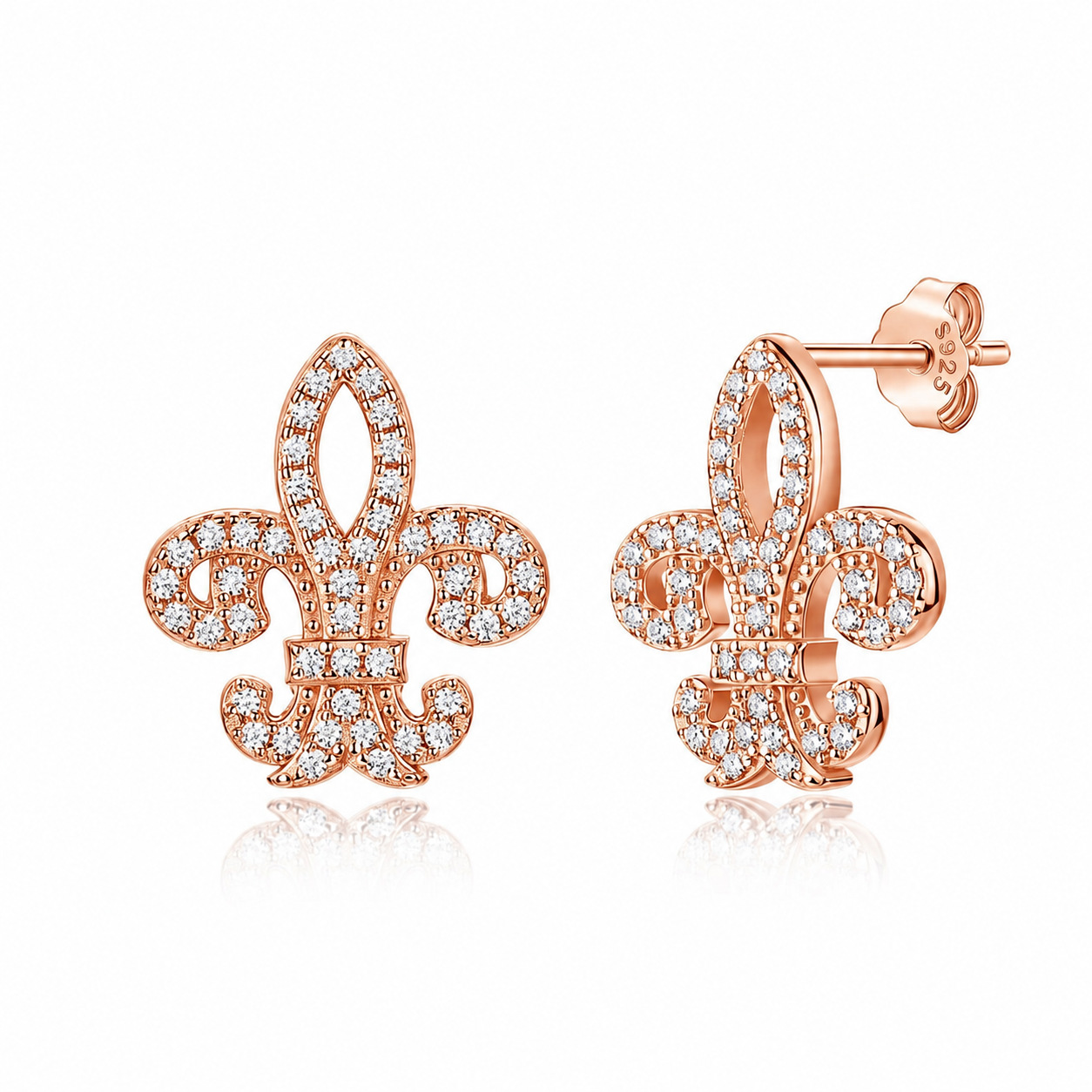 Moissanite Fleur-de-Lis Pavé Stud Earrings – 0.18ct DEW Each - Image 4