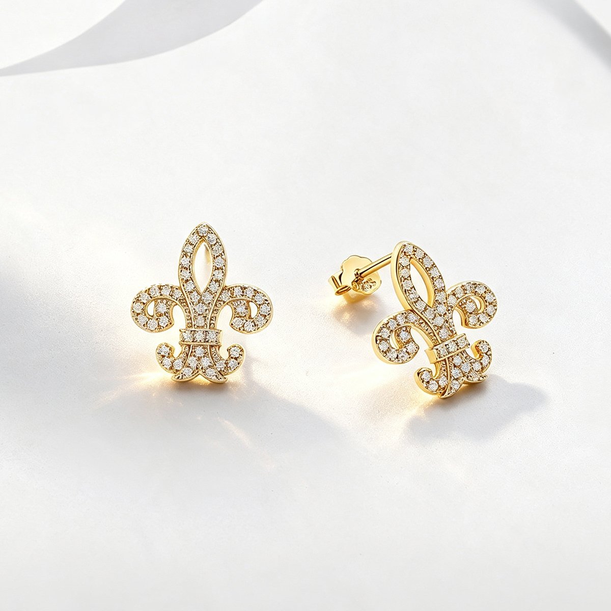 Moissanite Fleur-de-Lis Pavé Stud Earrings – 0.18ct DEW Each - Image 6