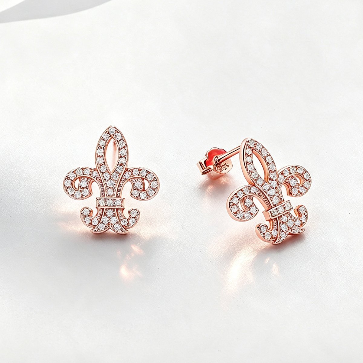 Moissanite Fleur-de-Lis Pavé Stud Earrings – 0.18ct DEW Each - Image 7