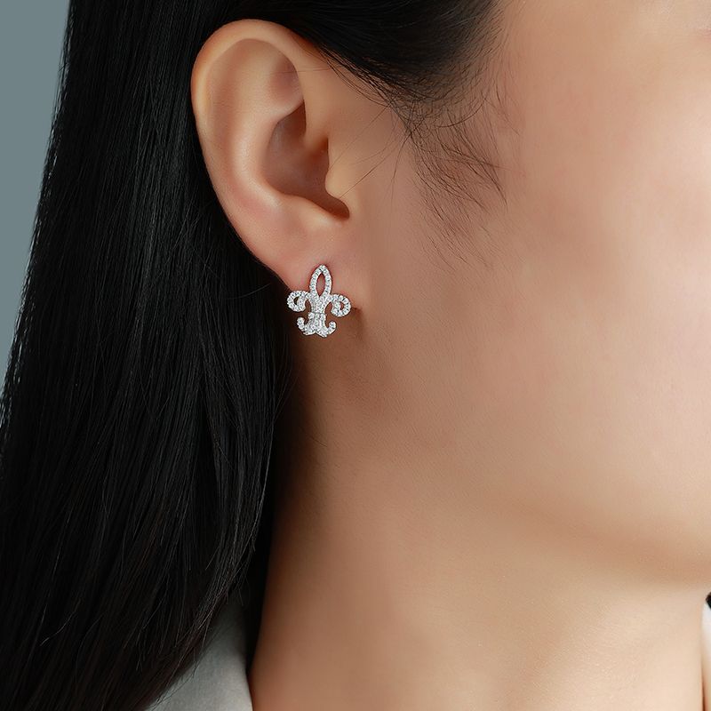 Moissanite Fleur-de-Lis Pavé Stud Earrings – 0.18ct DEW Each - Image 8