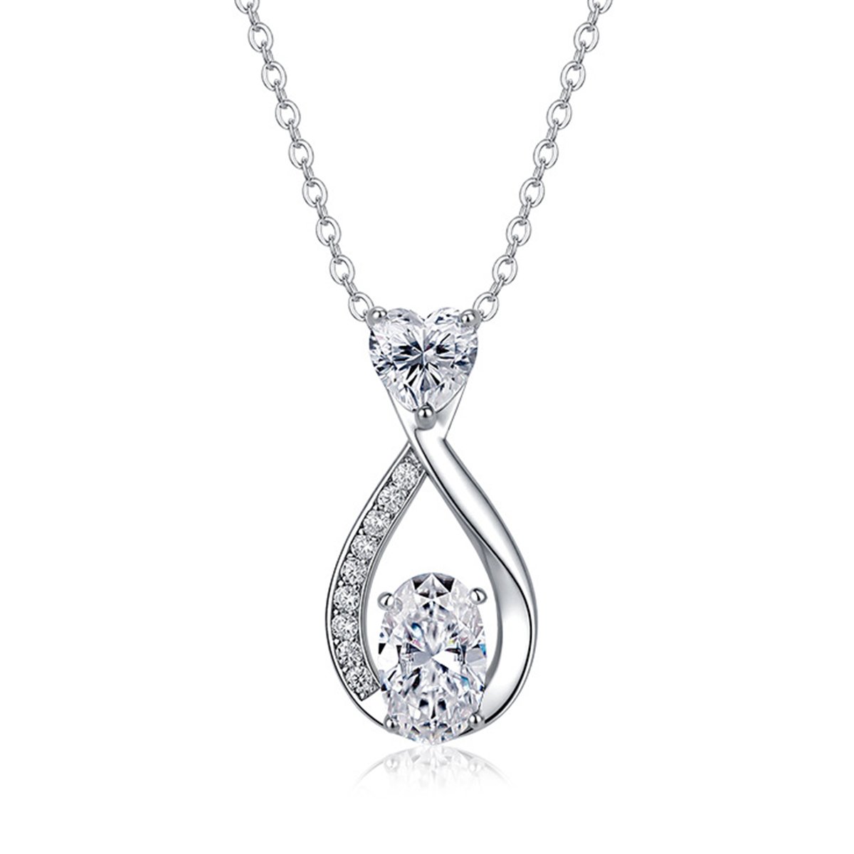 Oval Moissanite Infinity Heart Necklace – 1.77ct DEW