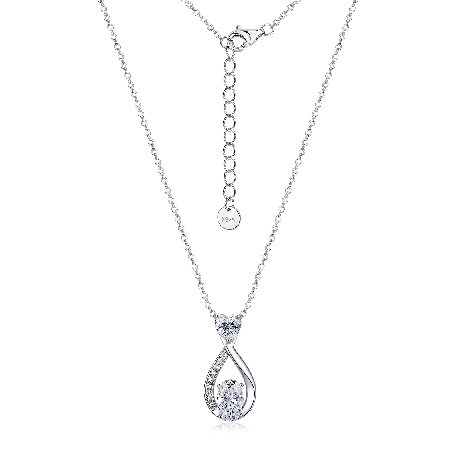 Oval Moissanite Infinity Heart Necklace – 1.77ct DEW - alternate view