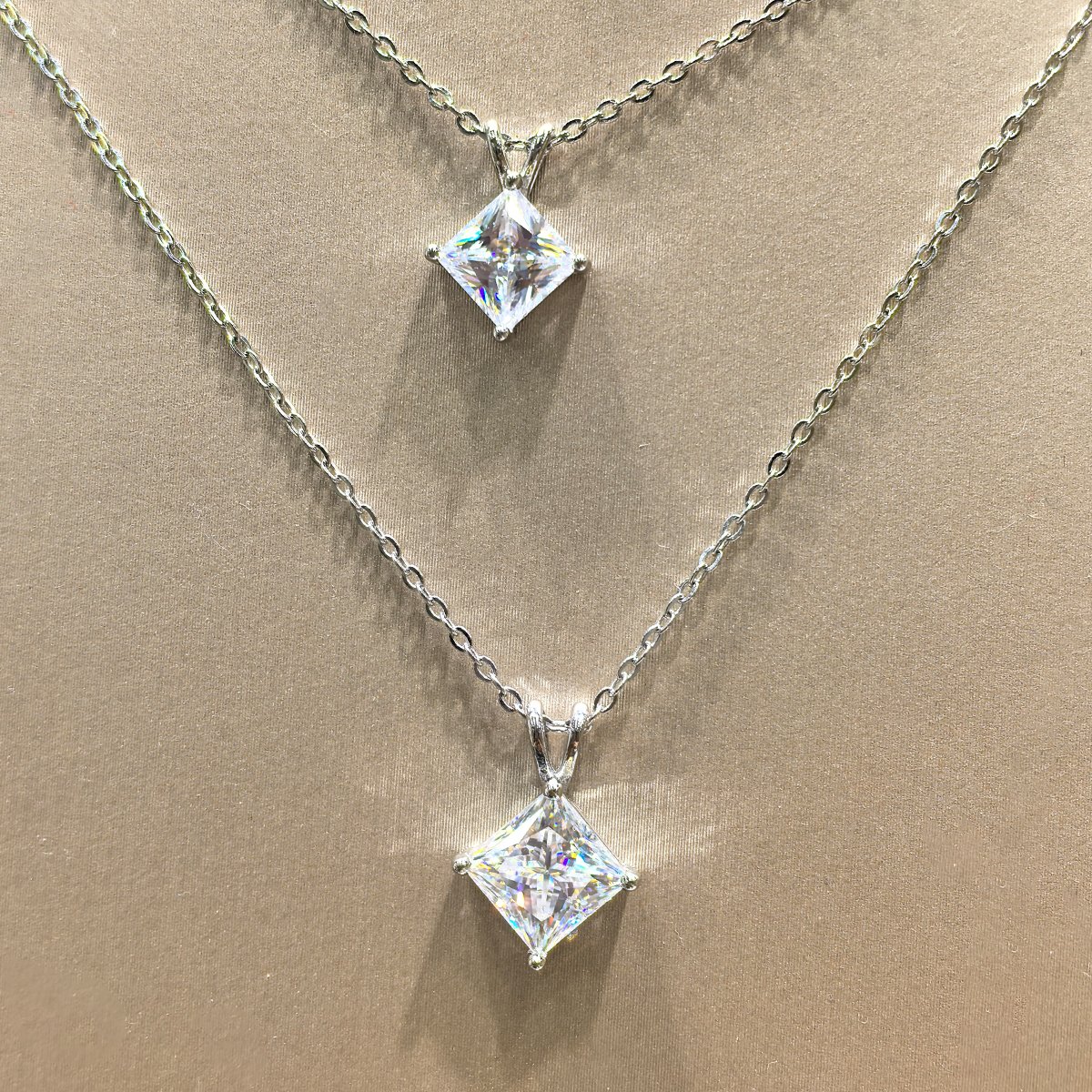 Princess Moissanite Solitaire Pendant Necklace – 0.5–2ct DEW - alternate view