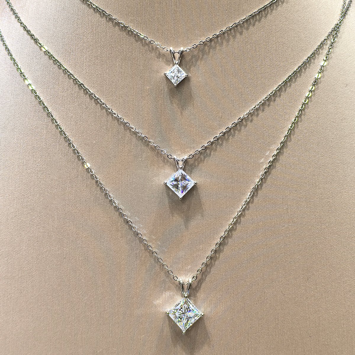 Princess Moissanite Solitaire Pendant Necklace – 0.5–2ct DEW - Image 3
