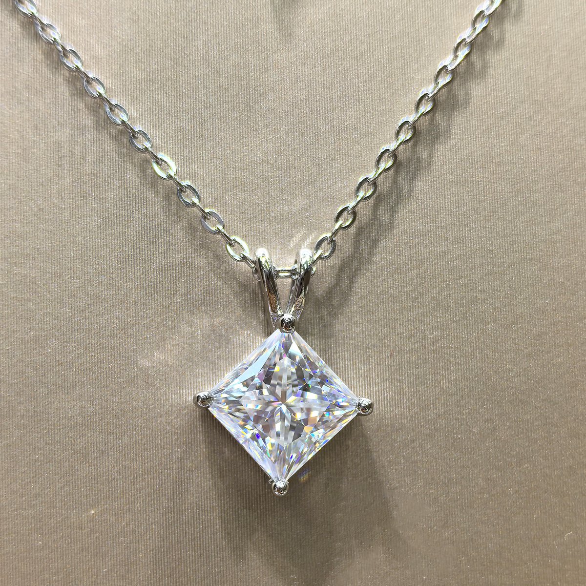 Princess Moissanite Solitaire Pendant Necklace – 0.5–2ct DEW - Image 4